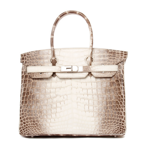 HERMES/爱马仕 Birkin30 喜马拉雅白 鳄鱼皮 女士银扣手提包